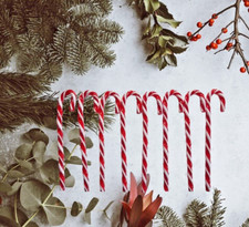DECORATIVE CANDY CANES HOLIDAY SET OF 8 VERSATILE CHRISTMAS RED WHITE