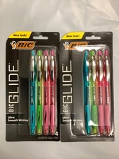 (2 Packs) 4 BIC Atlantis Glide Ball Pens Assorted Ink Medium writes 2x longer.