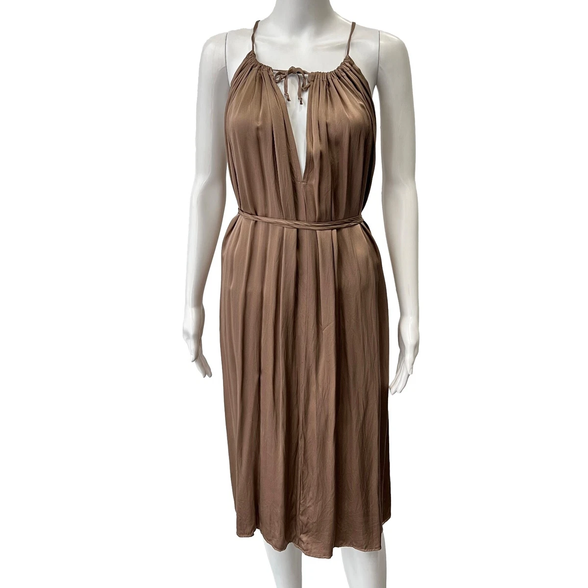 Lena Medoyeff Mauve Sleeveless Wrap Silk Dress Sz L eBay