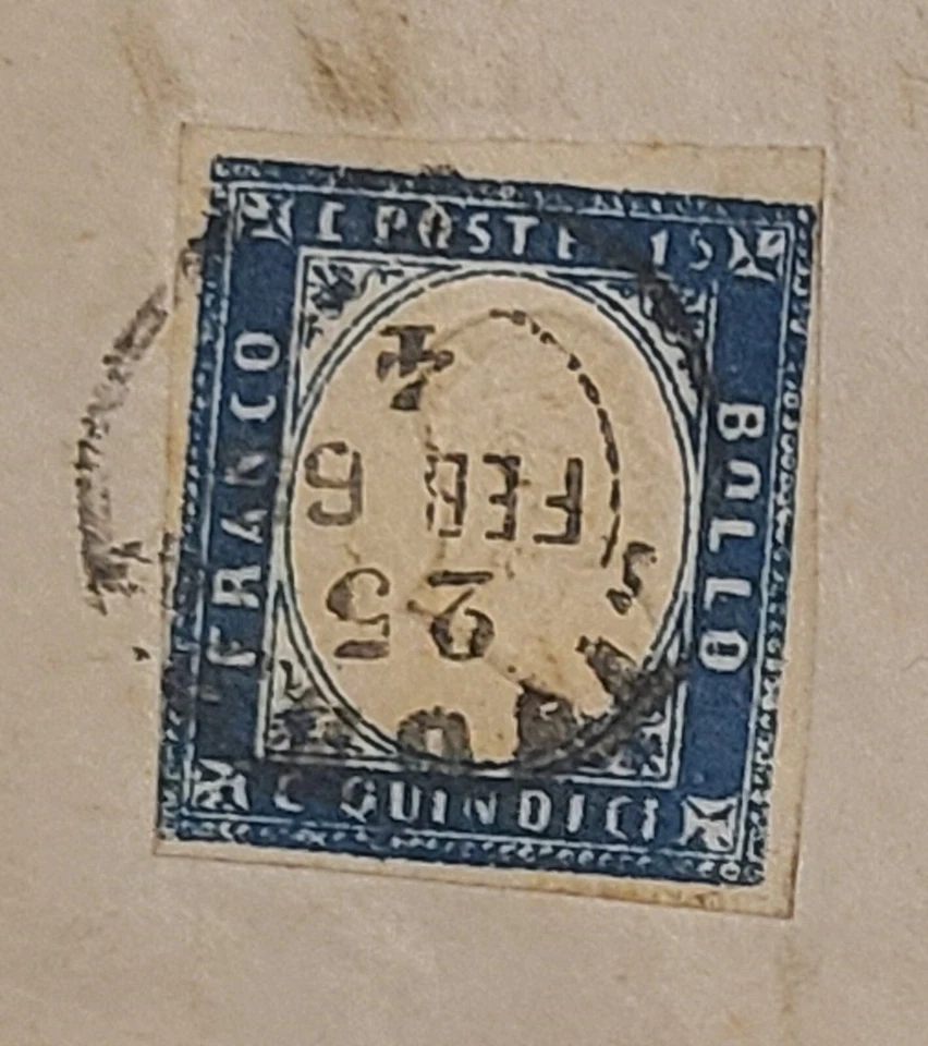 1863 Kingdom Of Sardinia 15c Blue Vitt. Emmanuele Livorno-Genoa Cover To Knight. - Image 2 of 3