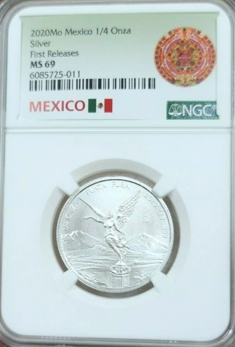 2020 MEXICO SILVER LIBERTAD 1/4 ONZA NGC MS 69 KEY DATE SCARCE LOW MINTAGE !