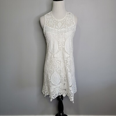 Alexis Lira Crochet Cross Back Dress Size Small Lace Ivory