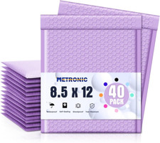 Bubble Mailers 8.5 X 12 Inch 40 Pack Light Purple Usable Size 8.5X11 Bubble Mail