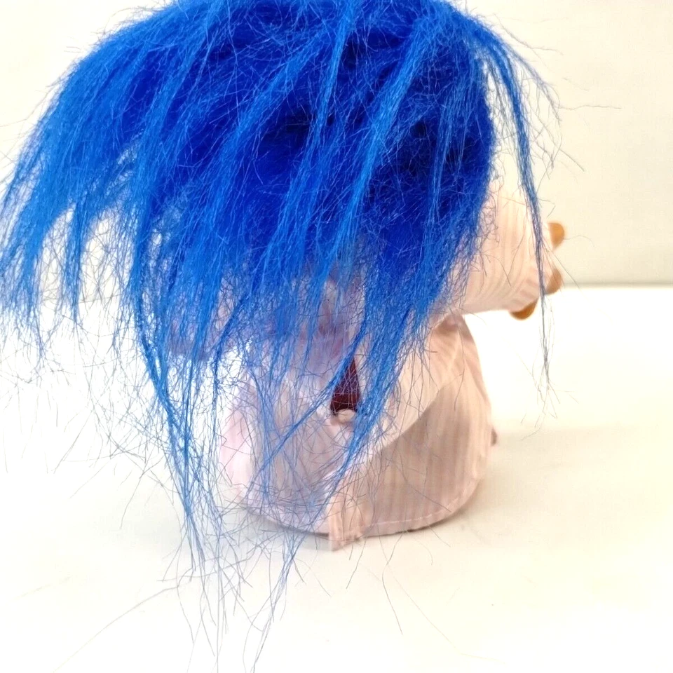 Camisa vintage 1986 DAM Troll pelo azul ojos ámbar rosa y blanca 4,5" Foto 4 de 4