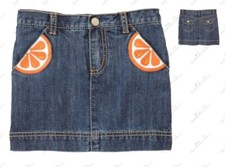 NWT Gymboree Girls Jean Skort Skirt Sz. 6 Orange Slice Pockets Adjustable Waist