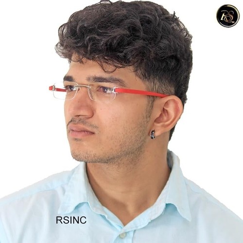 RSINC Rimless -Frame For Men And Women Eye-Glass- Silver -Red- -50-18-140 Tag A1 - Picture 2 of 10