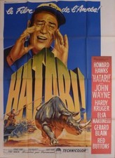 HATARI - WAYNE / HAWKS / AFRICA / ZOO - ORIGINAL LARGE FRENCH MOVIE POSTER