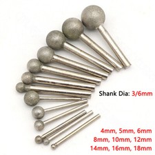 4mm-18mm Ball Head Diamond Grinding Engraving Bits 3/6mm Shank For Dremel Tools