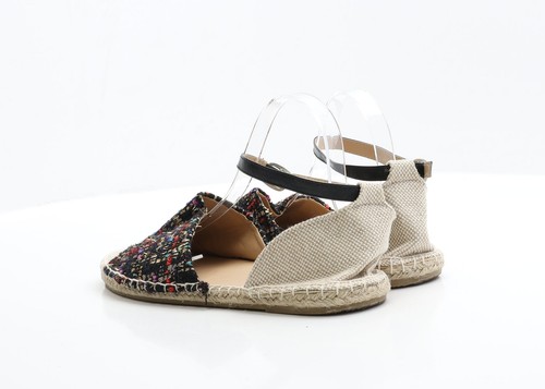 JD Williams Womens Multicoloured Geometric Polyester Espadrille Flat 7 - Picture 2 of 12