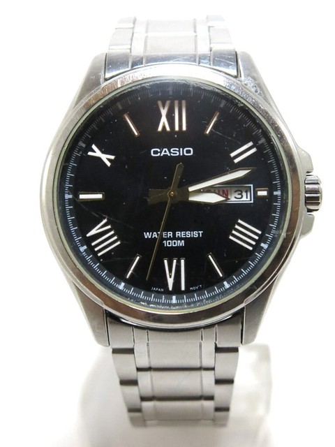 Casio Men's Watch Mtd120d-8a Quartz Analog 43mm Black Dial Stainless Steel 5339 for sale online