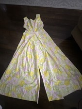 Vtg 70s Mod GoGo Flower power Psychedelic Jumpsuit Romper Wide Leg M/L homemade
