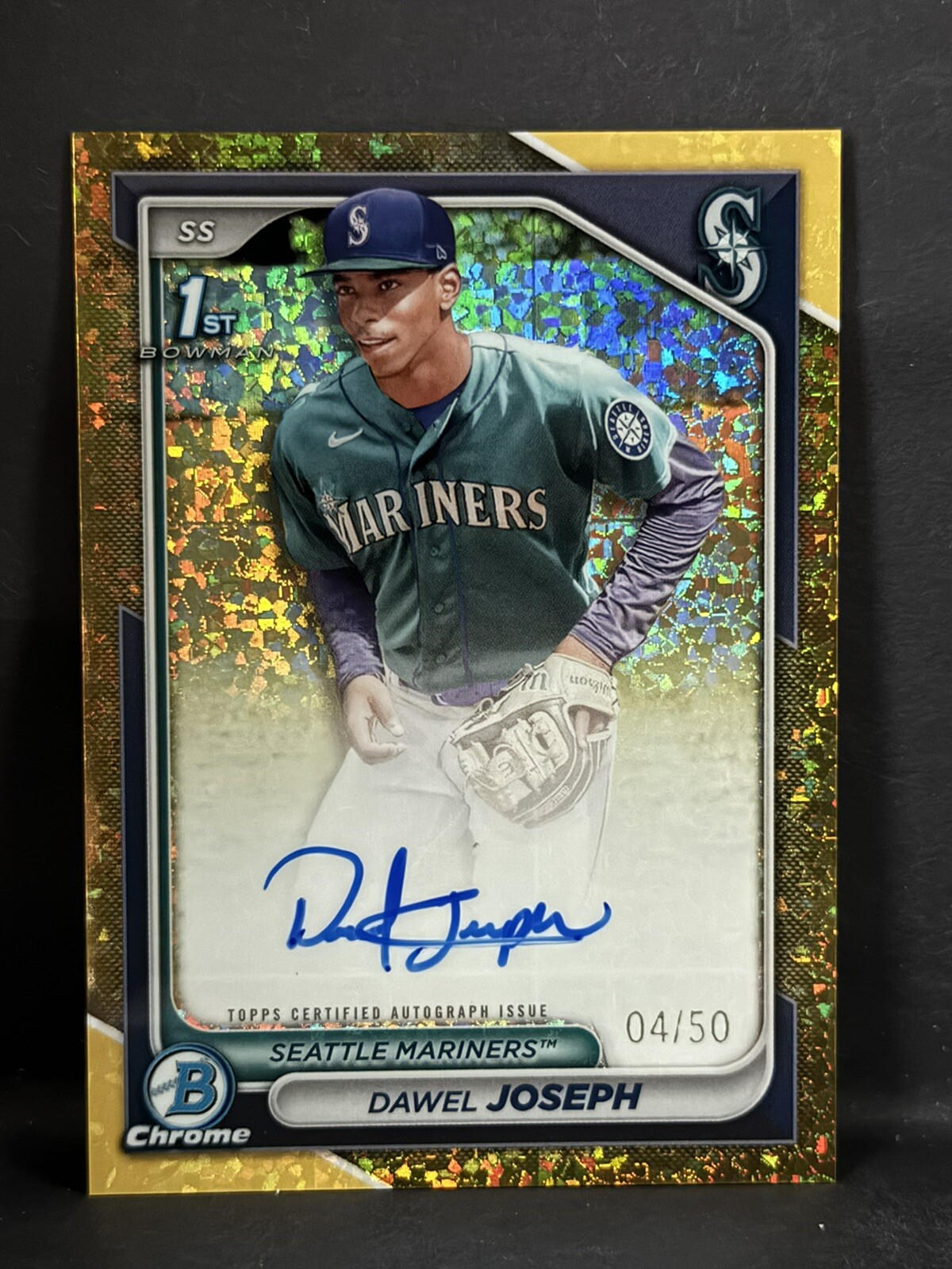 2024 Bowman Chrome Dawel Joseph 1st Auto Gold Mini Diamond Refractor/50 Mariners