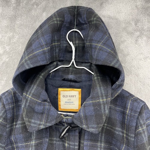 Old Navy PeaCoat Damen Medium Multicolor Blackwatch kariert durchgehender Reißverschluss Kapuze - Bild 7 von 14