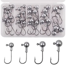 32pcs Jig Heads Unpainted Crappie Jig Heads Round Ball Heads Jig Hooks Fishin...