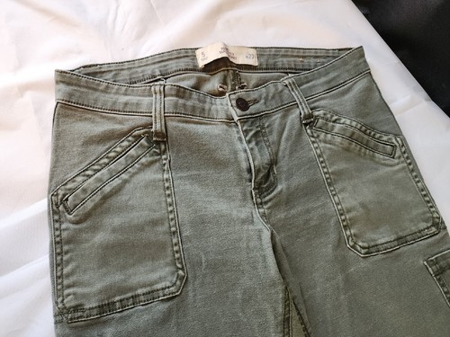 Hollister Juniors' Gr. 5 w27 Grün Satin Super Skinny Jeans Knöchel Reißverschluss Akzent - Bild 3 von 16