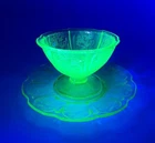 Vtg Jeannette Depression Glass Cherry Blossom Sherbert Sorbet Dish Plate Uranium