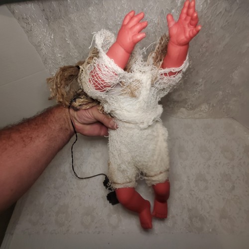 Halloween Prop Repurposed Baby Doll Pumpkin Girl With Light Up Head Spooky Haunt - Picture 6 of 8