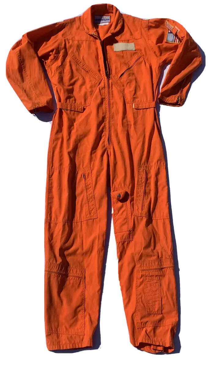 Vintage Worklon Hi Vis Coveralls Overalls Orange Made in USA Men’s Size Large