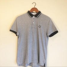 Men s Lightweight Navy White Cotton Short Sleeve Polo Shirt Size S