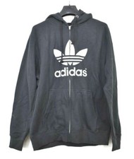 Adidas Women Black Spell Logo Long Rib Sleeve Full Zip Seam Pocket Hoodie Jacket