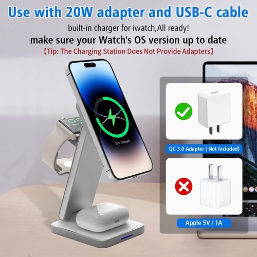 Wireless Charger iPhone15/14/13/12 Series, iWatch Series Magnetic SPGUARD - Zdjęcie 2 z 8