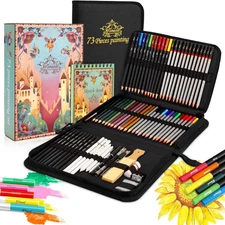 Professional Art Supplies Drawing Set 73 Pcs Drawing Kit Arts Set for Adults