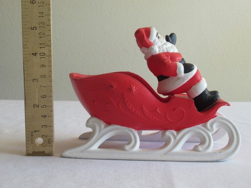 Vintage Holland Mold Ceramic Santa Claus waving on Christmas Sleigh Red White - Picture 2 of 11