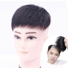 Men's Topper Toupee Clip Hairpiece Top Wigs Black Human Hair Short Male Wig