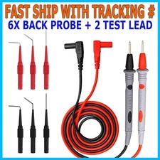 8Pcs Automotive Back Probe Kit Multimeter Test Leads Alligator Clips Wire Tool