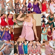 Babydoll Lingerie+Underwear Sexy Women's Nightwear Dress Lace Sleepwear G-string