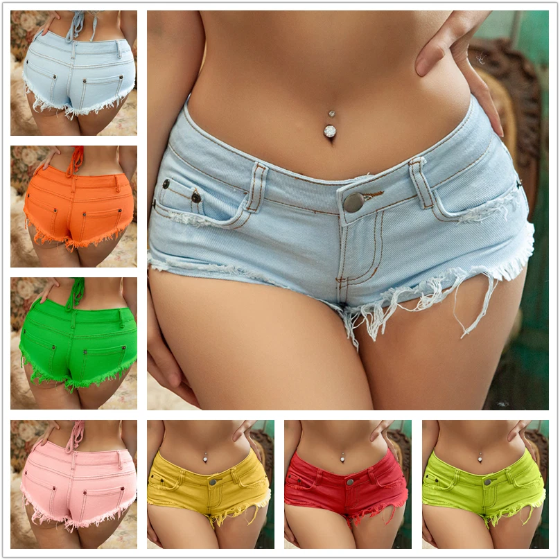 Women's Mini Shorts Denim Cut Off Low Rise Waist Sexy Micro Jeans Hot Pants