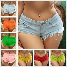 Women's Summer Mini Shorts Denim Cut Low Waist Sexy Micro Denim Hot Pants