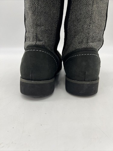 Eddie Bauer Womens Size 8 Boots Black Leather & Herringbone Pattern - Picture 10 of 14