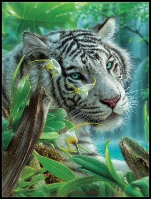 The White Tiger - Chart Counted Cross Stitch Patterns Needlework DIY DMC Color  