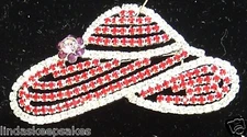 Red Hat Society Lady large Lapel Pin Clear Red Purple RHINESTONE BROOCH S & P 