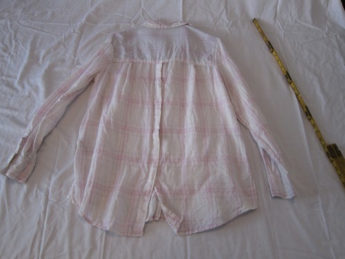 Free People No Limits Plaid Linen Button Down Shirt Size Small Pink White - Picture 2 of 17