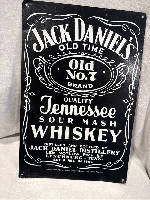 Jack Daniels  Y2k vintage USA made Tennessee Sour Mash Metal Signage