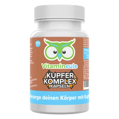 Kupfer Komplex Kapseln - 4 mg aus Gluconat & Bisglycinat - Vitamineule - Bild 1 von 4