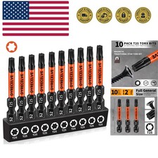 10-Pack T25 Torx Bits for Impact Driver, T-25 Torx/Star Bit Set 2'' Long, Mag...