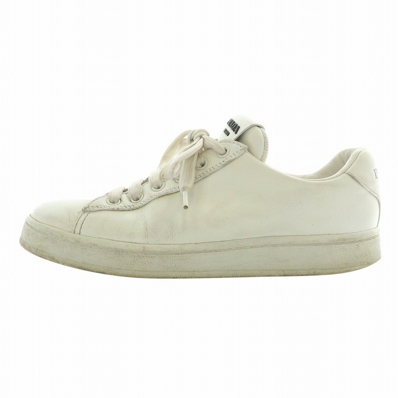 Prada White Leather Low-Cut Logo Sneakers Size 37 24cm Women 2EG400 XZ GY19
