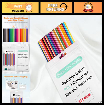 32 Colors 3D Pen Filament Refills - Low Temp PCL, 160 pcs, Fits 3Doodler Start+