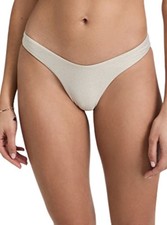 NWT Pilyq Stone M Gray Ruched Cheeky Scoop Bikini Swim Bottom 106880