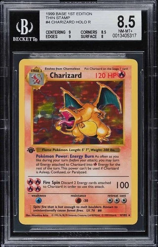 1999 Pokemon Charizard 1st Edition Holo 4/102 BGS 8.5