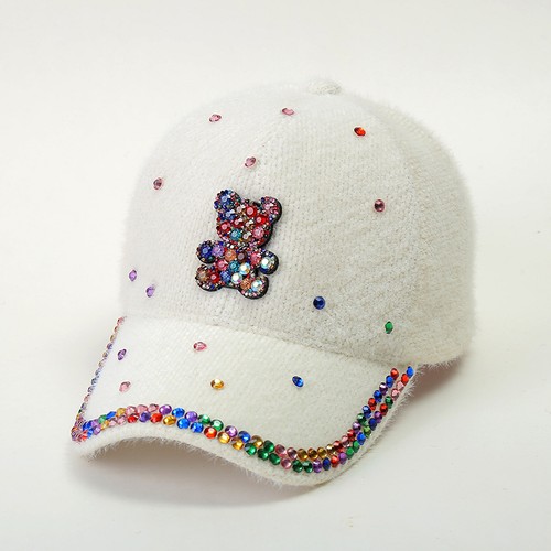 Gorra de béisbol oso estrás gorra pico moda aire libre informal sombrero a prueba de sol nueva - Imagen 6 de 7