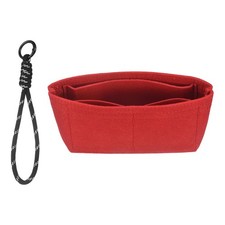 Purse Organizer Insert, Mini Felt Handbag with Strap, Red