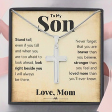 "To My Son" Cross Necklace with Stainless Steel Snake Chain   Son Gift from Mom