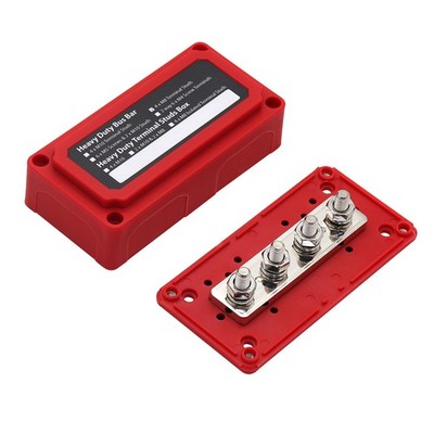 BusBar Box Rot 4 x M8 Anschlussbolzen inkl. Abdeckung und Befestigung Offgridtec