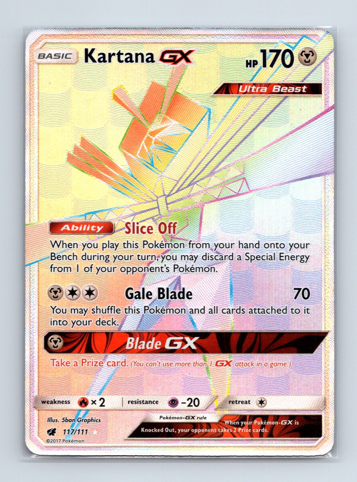 Kartana GX 117/111 HYPER SECRET RARE Pokemon SM Crimson Invasion NM 2017