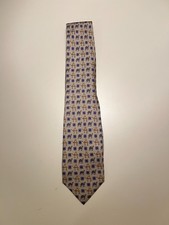 Vintage Burberry Camel Motif Silk Tie Beige Blue Animal Print Made in Italy RARE