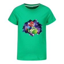 Image of Boys Girls Super Mario Yoshi T shirt Top Kids Cotton Short Sleeve Tees Age2-13Y